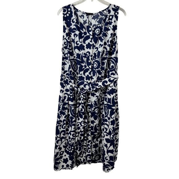 Talbots Blue and White Floral Midi Dress - Picture 2 of 10